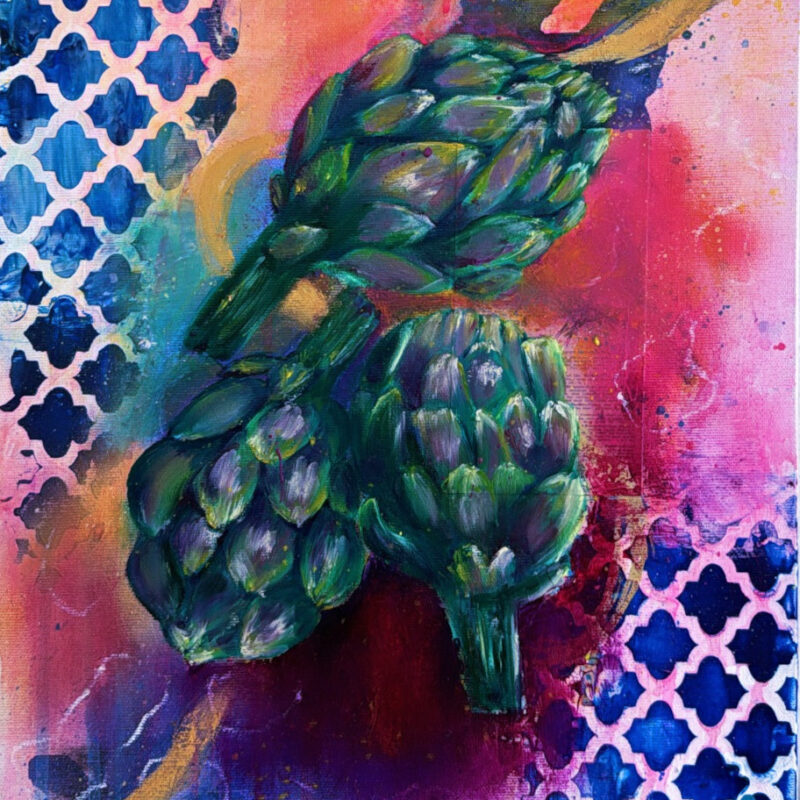 "Nostalgic" oil and mixed media original painting