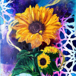 "Summer roadtrip" oil and mixed media original painting